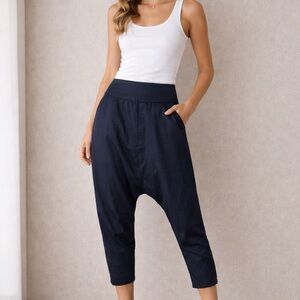 Codes Combine Navy Drop Crotch Crop Pants